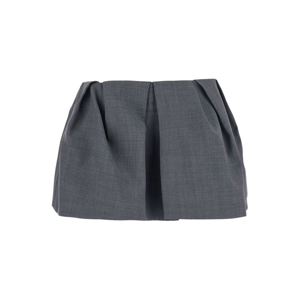 Shushu/Tong Women Grey Pleated Mini Skirt In Wool And Fabric For Women